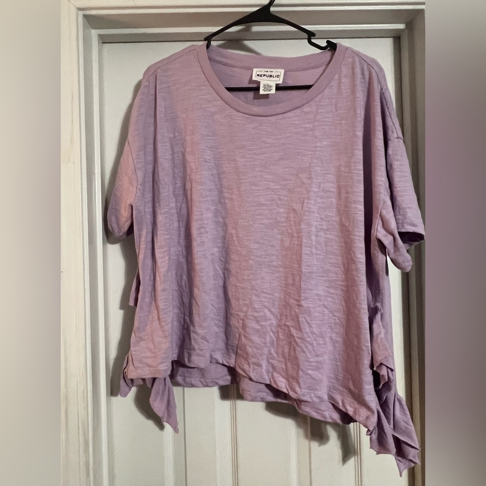 For the Republic Lavender Ruffle Top